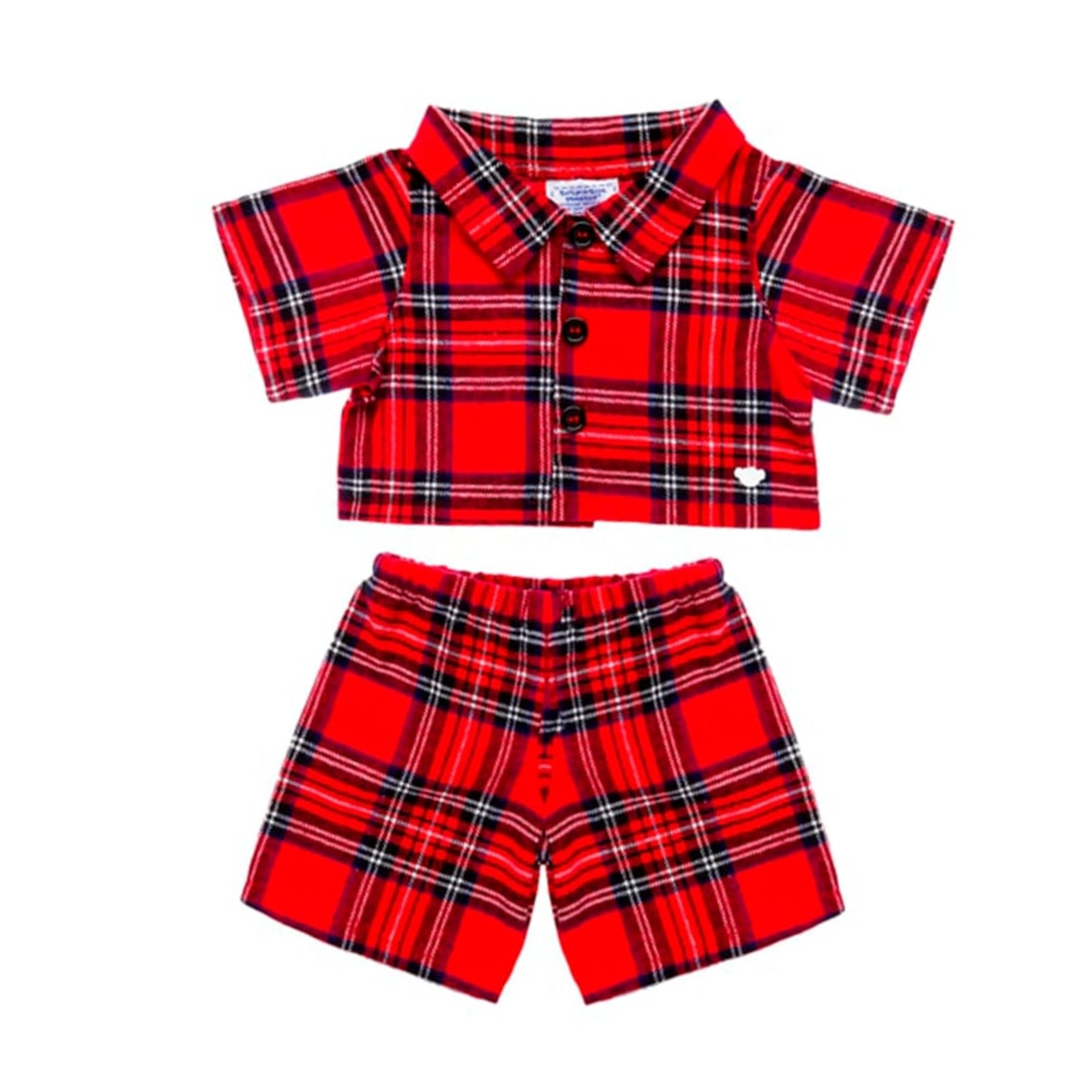 Pijama Build A Bear Escocés Rojo Para Peluches