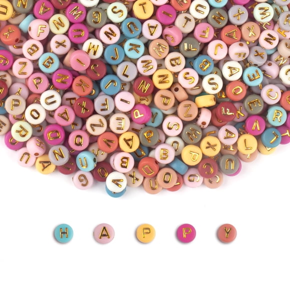 Letra Beads 1000 Unidades Acrílicas Redondas 4 X 7 Mm Para Joyería Diy