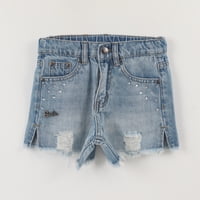 Short Niña Azul Denim Roto Barbie