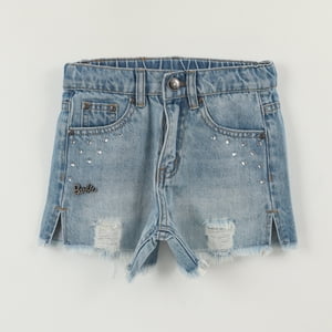 Short Niña Azul Denim Roto Barbie
