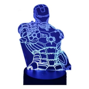 Lelumania - Lampara Ilusion 3D Iron Man De 7 Colores, Base Touch