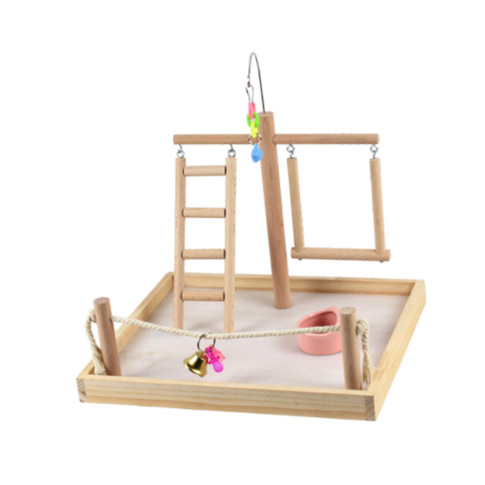 Magideal - Juguete De Ejercicio Con Soporte Para Loros, Cuerda Y Campana, Soporte De Juego Para Periquitos, Gimnasio Para Pájaros, Cacatúas, Periquitos, Pinzones