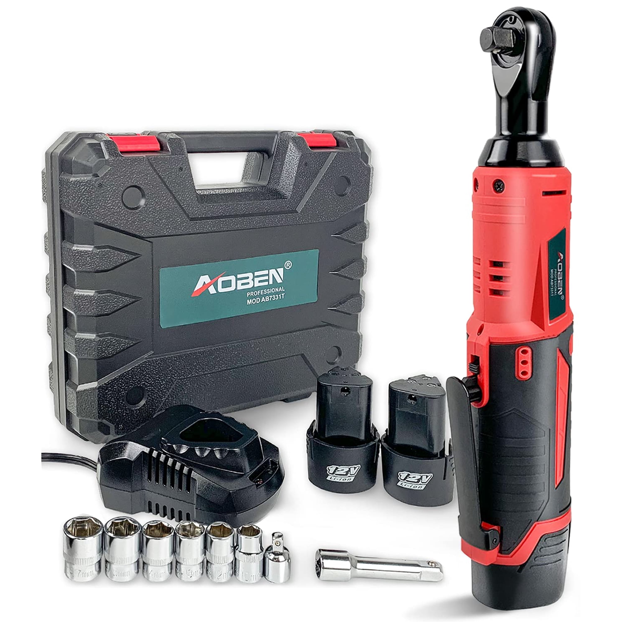 Llave De Trinquete Eléctrica Inalámbrica Aoben 3/8 12 V Con 2 Baterías