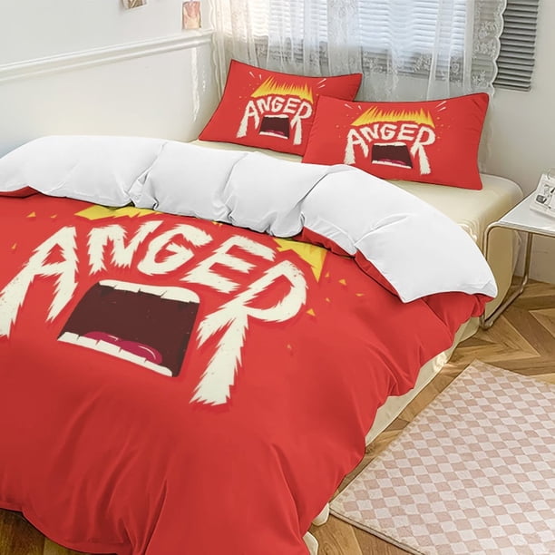 Anger Inside Out Comforter Set Soft 3 Pcs Twin Bedding Sets Thicken for All Season