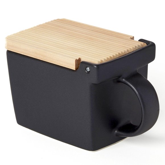Salero ZERO JAPAN 454 ml con tapa de hinoki – negro