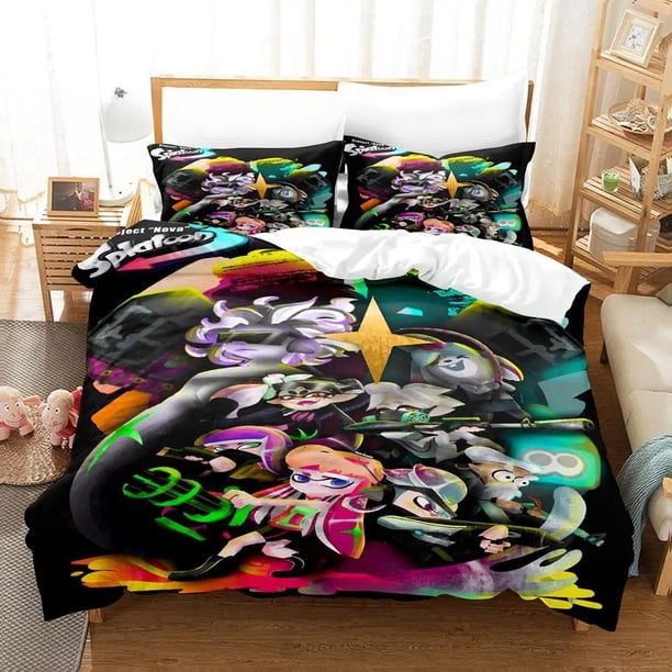 Kawaii Game Splatoon 3 Bedding Set Single Twin Full Size Bed Set Adult Kid Bedroom Duvet cover Sets Bed Sheet Set Bed Sheets