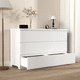thumbnail image 2 of 6 Drawer Storage Cabinet ,Dresser, Wood Storage Tower Clothes Organizer with Wavy drawer panel, Wide Chest of 6 Drawers, Large Storage Space for Bedroom, Hallway, Entryway Living Room White, 2 of 3