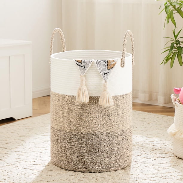Cesta de lavandería Artfeel, cuerda de algodón tejida de 80 litros para almacenamiento