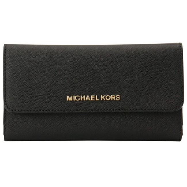 Billetera Michael Kors Womens Jet Set Travel Large Trifold Cuero Negro