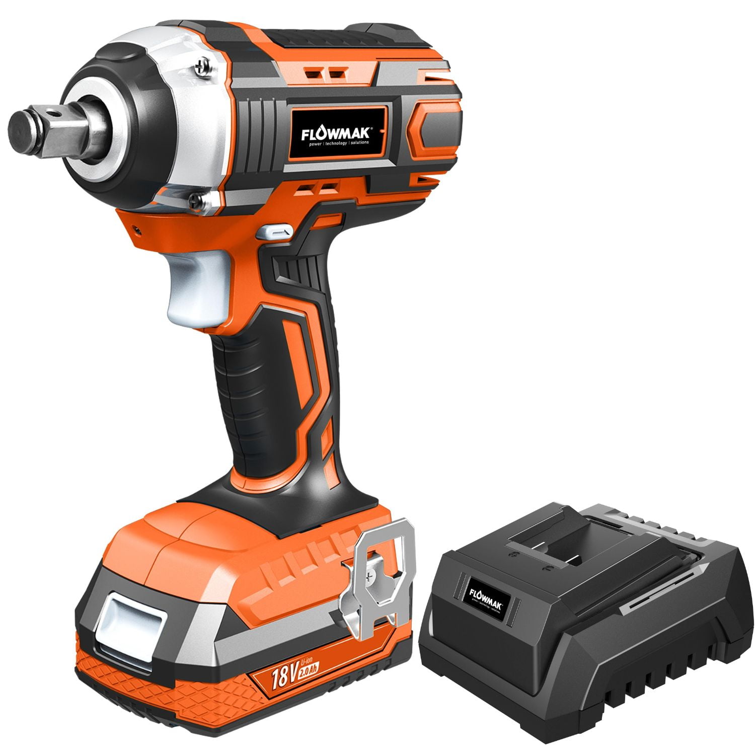 Llave Impacto 1/2 Para Dado, 18v Con Batería, Marca Flowmak