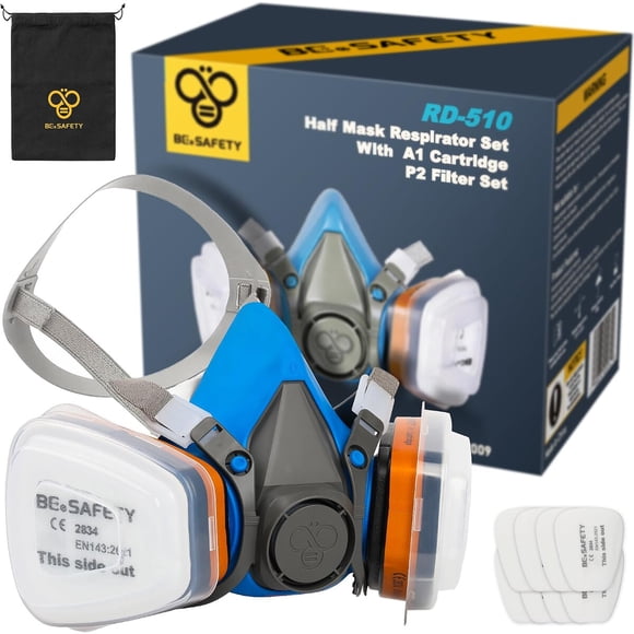 Respirador BEESAFETY RD510 con 2 filtros A1 y 8 filtros P2