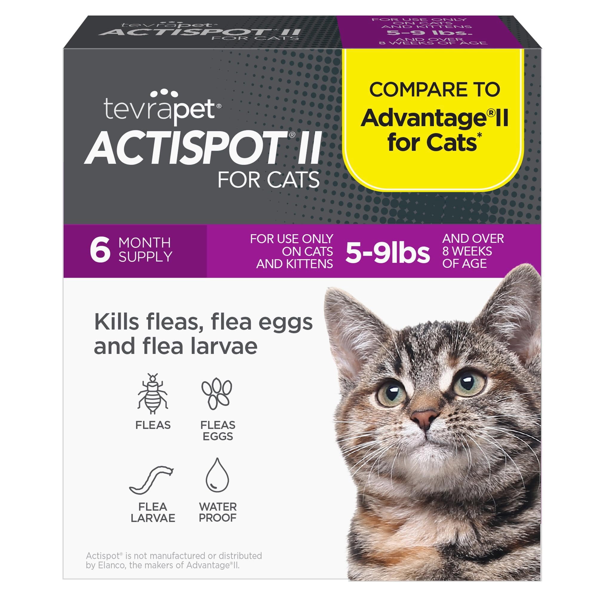 Tratamiento Antipulgas Tevrapet Actispot Ii Para Gatos De 2,3 A 4,1 Kg, 6 Dosis