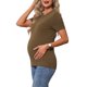 thumbnail image 4 of INSPIRE CHIC Top de Maternidad para Mujer Suéter de Punto Elástico de Manga Corta a Rayas de Verano Embarazo Cuello Redondo Blusa 2XL Marrón, 4 of 6