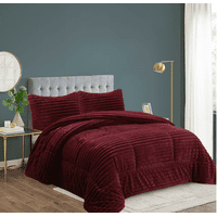 Todostore - Cobertor Texturizado Con Chiporro Lineas 2 Plazas Color Burdeo