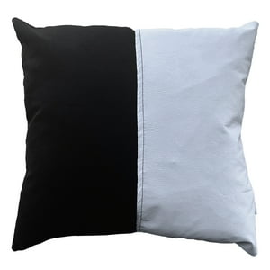Elizabeth Peper - Cojin Decorativo Ecocuero Blanco Y Negro 50X50 Relleno