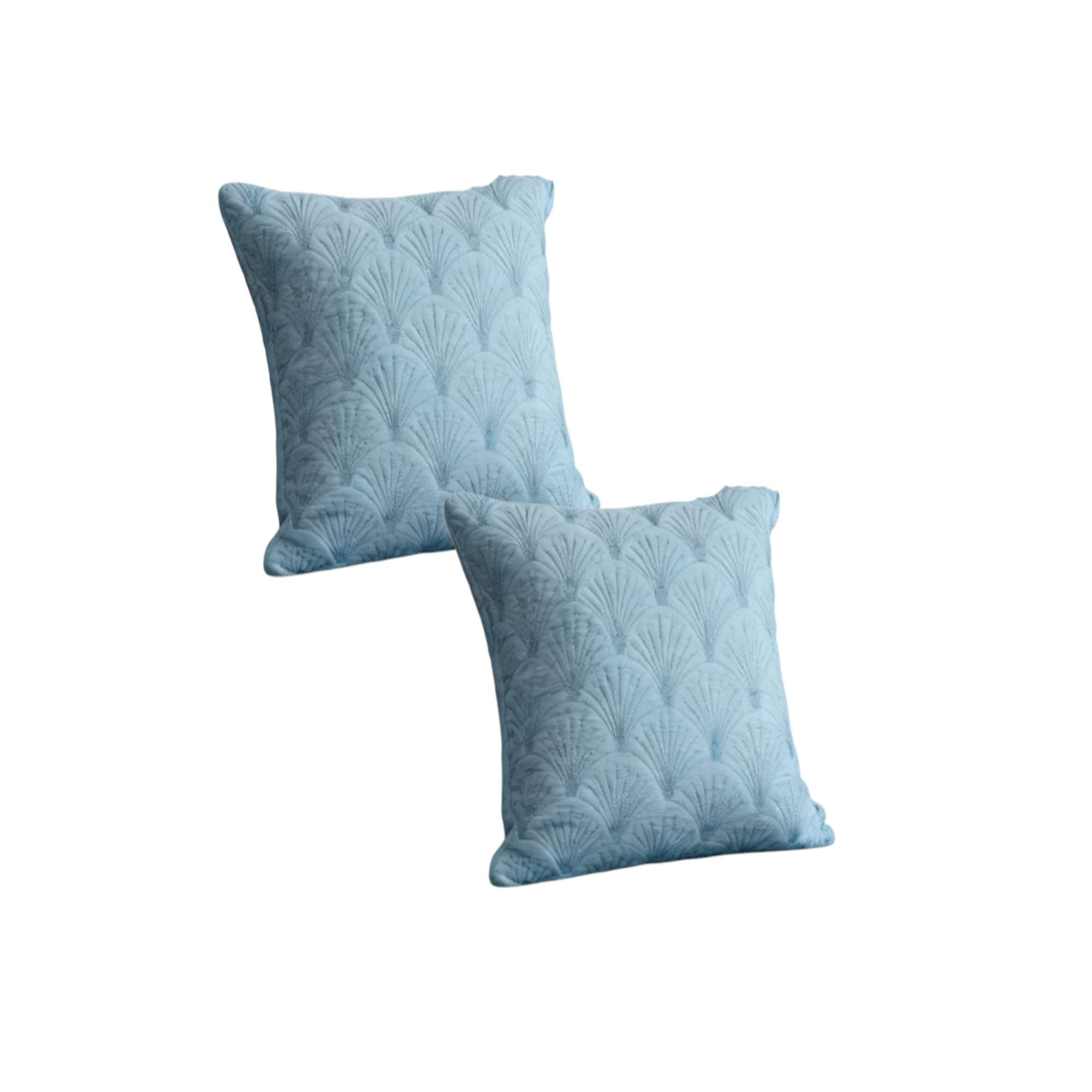 Genérico - Set De 2 Fundas De Cojin Serie Abanico 45x45 Cm Celeste