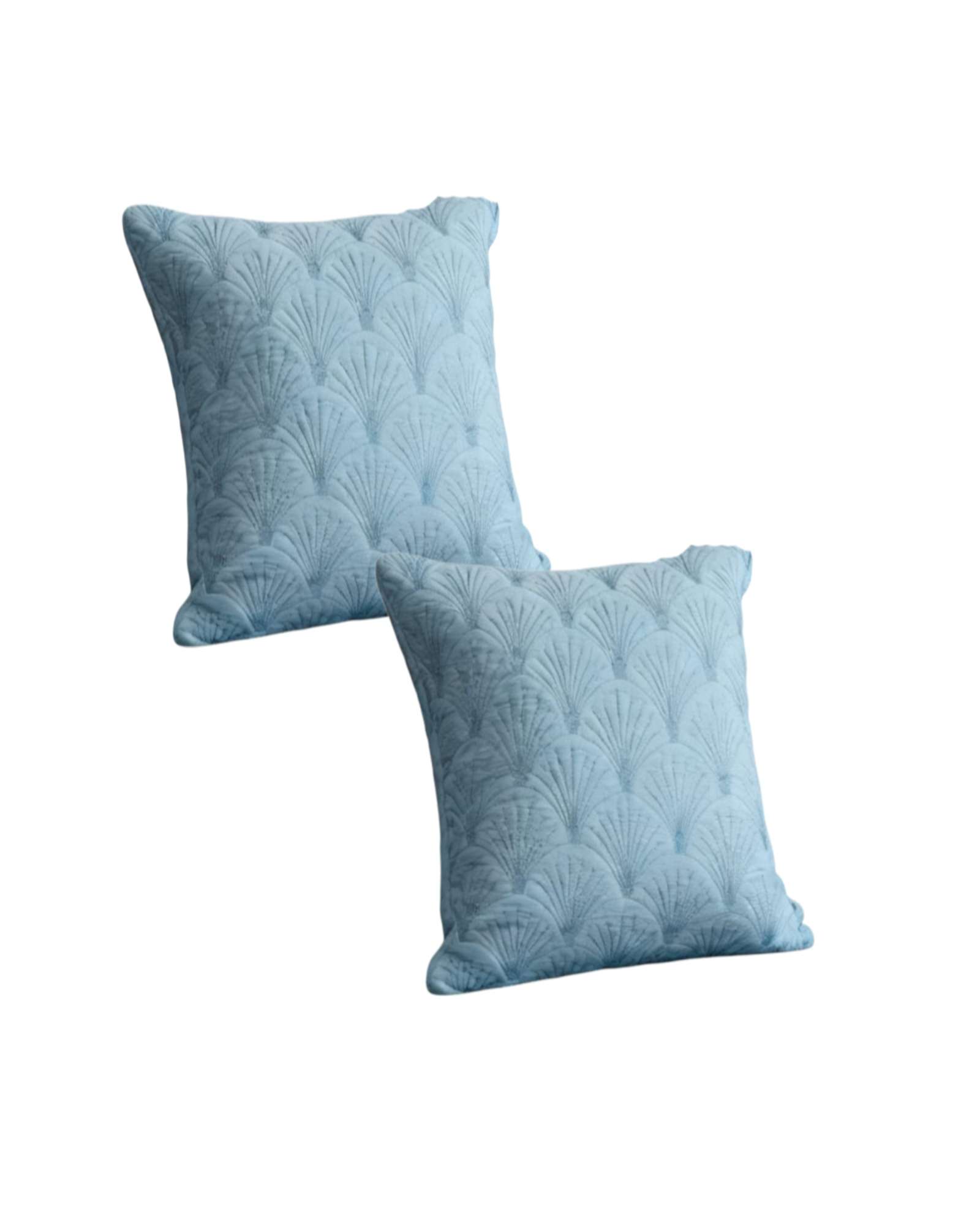 Genérico - Set De 2 Fundas De Cojin Serie Abanico 45X45 Cm Celeste