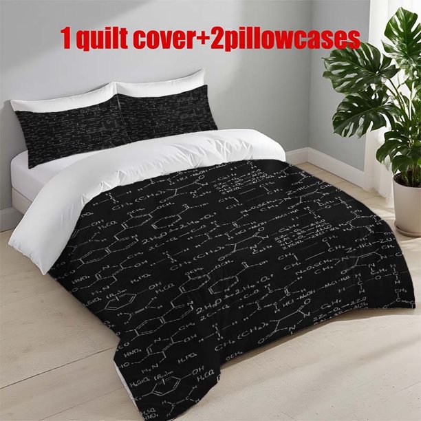 3pcs Chemistry Themed Fabric Print Bedding Set Duvet Cover and Pillowcases