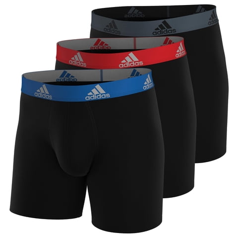 Calzoncillos Tipo Bóxer Adidas Para Hombre, Paquete De 3, Negro/Azul/Rojo, Talla Xxl