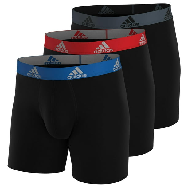 Calzoncillos tipo bóxer adidas para hombre, paquete de 3, negro/azul/rojo, talla XXL