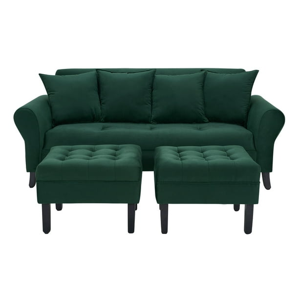 Sofa Lua 3c Pouf Felpa 20 Verde Botella Lider