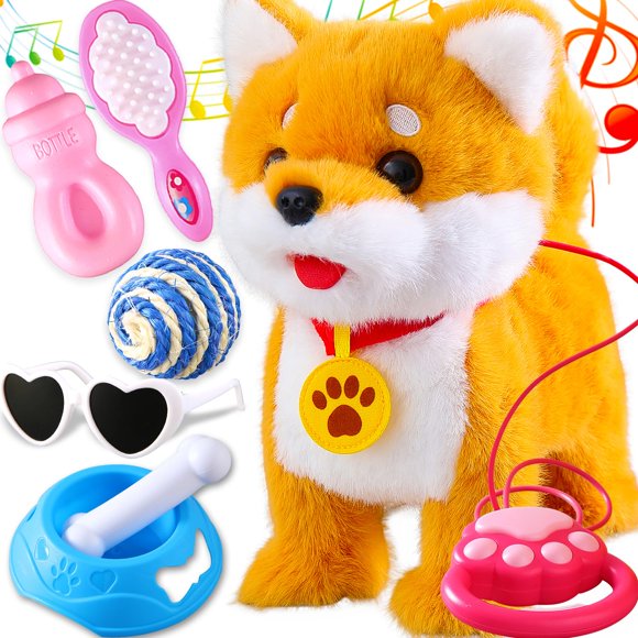 Juguete de Peluche HCdoujoy Corgi que Camina, Ladra y Canta
