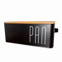 Wakeshome - Paneras Caja De Pan Caja Acero Inoxidable Con Tapa Tabla De Cortar De Bambú