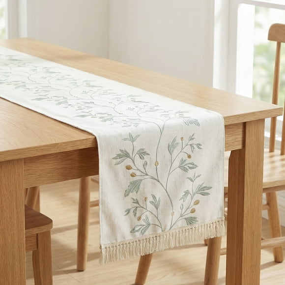 Largo Camino de Mesa Floral Lavable para Decoración de Cocina y Comedor, Ideal para Decoraciones de Cumpleaños Verde 39x180cm