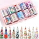thumbnail image 3 of Juego de gel de pegamento para uñas con transferencia de láminas de uñas, pegatinas para decoración de uñas, manicura, bricolaje, 6 ml, 2 cajas de pegatinas de copos de lámina de flores metálicas, sum, 3 of 7