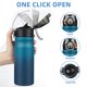 thumbnail image 3 of Botella de agua aislante BJPKPK de 18 onzas con pajita de acero inoxidable de doble pared, sin BPA, termo a prueba de fugas con tapa abatible con cierre y boquilla de silicona suave, negro índigo, 3 of 6
