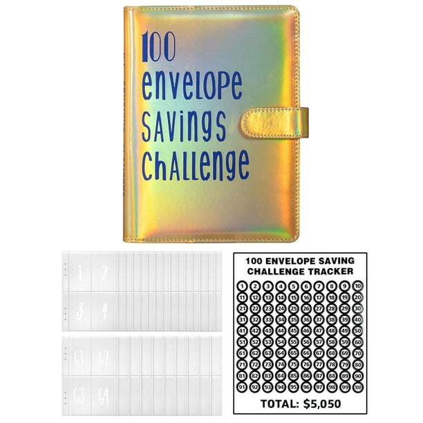 Juego De 100 Sobres Para Ahorrar Dinero, $5050 Con Organizador De Sobres En Efectivo, Color Amarillo Brillante