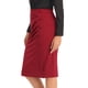 thumbnail image 4 of INSPIRE CHIC Falda lápiz elástica de cintura alta con fruncidos para mujer, falda midi ajustada para el trabajo, talla M, rojo oscuro, 4 of 6