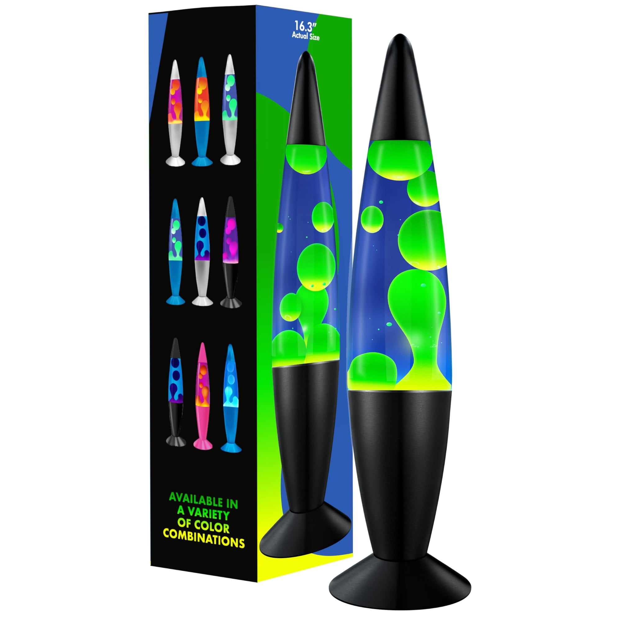 Jambo - Lámpara Liquid Motion Magma Light De 16 Pulgadas Azul Con Cera Amarilla Verde