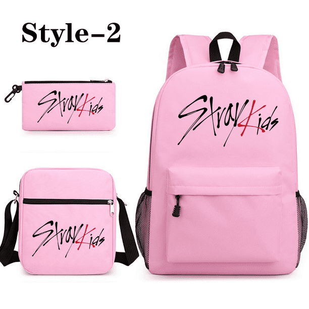 New fashion Korean K-POP three-piece backpack teenage school backpack shoulder bag pen bag large capacity schoolbag
