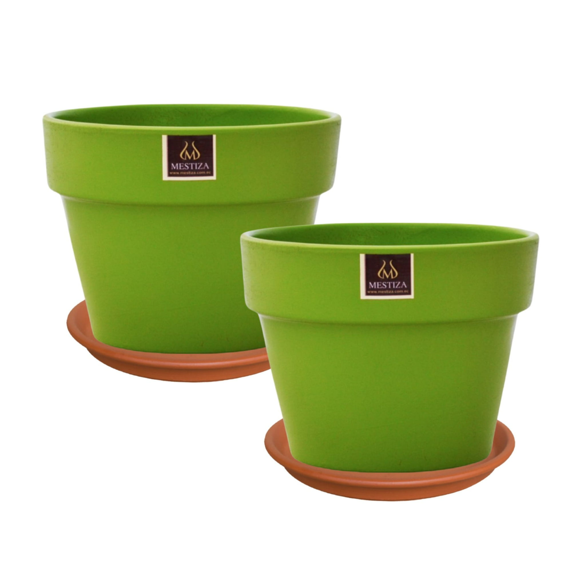 Pottery - Set De 2 Maceta Greta 22cm Verde Apio Y Sus Platos