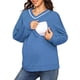 thumbnail image 1 of INSPIRE CHIC Sudadera de maternidad con cremallera lateral para lactancia, manga larga, cuello en V, camisetas de embarazo para amamantar, S Azul Marino, 1 of 6