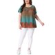 thumbnail image 2 of Agnes Orinda Mujeres Tallas Grandes Tops de Escuela Colegio Tie Dye Manga Corta Cuello Redondo Plisado Verano Básico Camisetas 2X Azul Marrón, 2 of 6