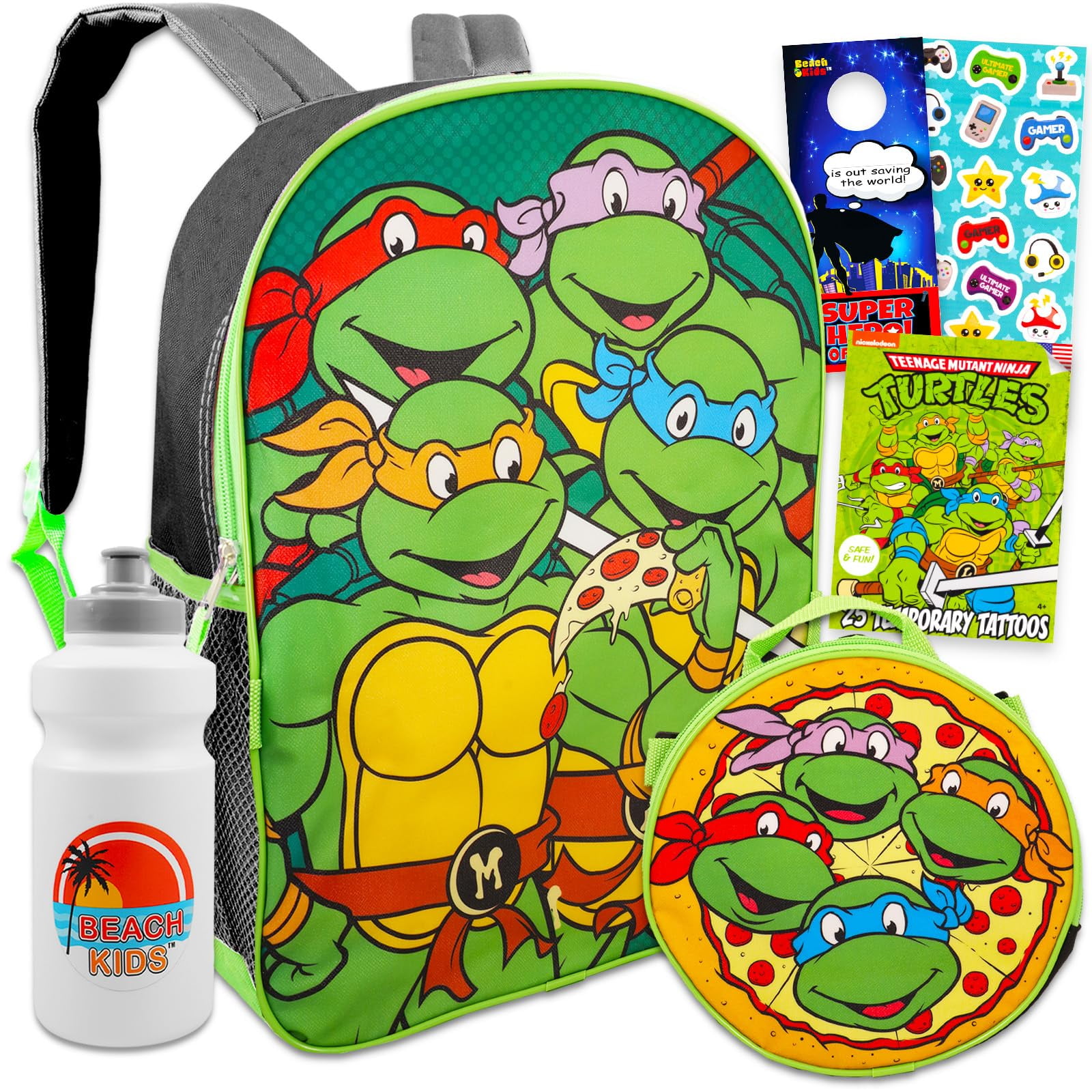 Mochila Teenage Mutant Ninja Turtles De 15 Pulgadas Con Set De Lonchera