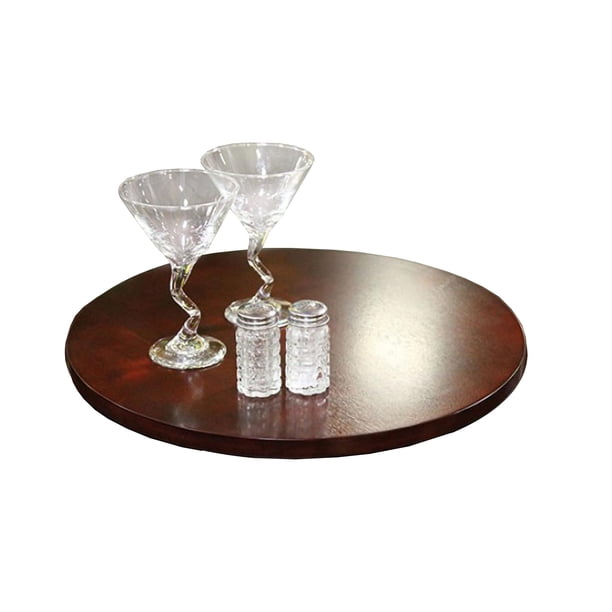 Lazy Susan Benzara con superficie de madera de 45 cm, color café espresso, base metálica