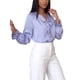 thumbnail image 4 of INSPIRE CHIC Camisas de Mujer con Botones y Volantes, Blusas de Manga Larga con Cuello en V con Lazo, Talla Grande Púrpura, 4 of 6