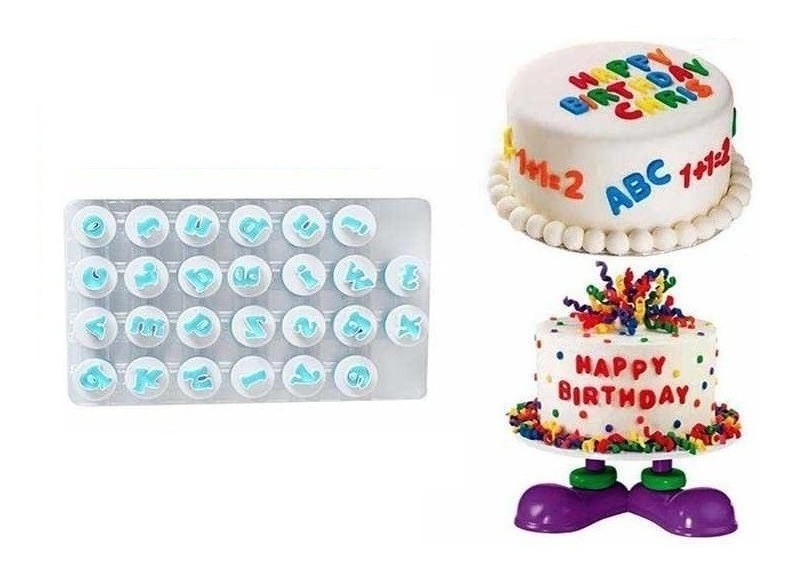 Genérico - Set 26 Moldes Fondant Cortador Con Pulsador Letras Minuscula