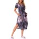 thumbnail image 4 of INSPIRE CHIC Camisón largo de manga corta con cuello en V para mujer, vestido de dormir suave con teñido anudado y bolsillos laterales para primavera verano, S teñido anudado negro rosa, 4 of 6