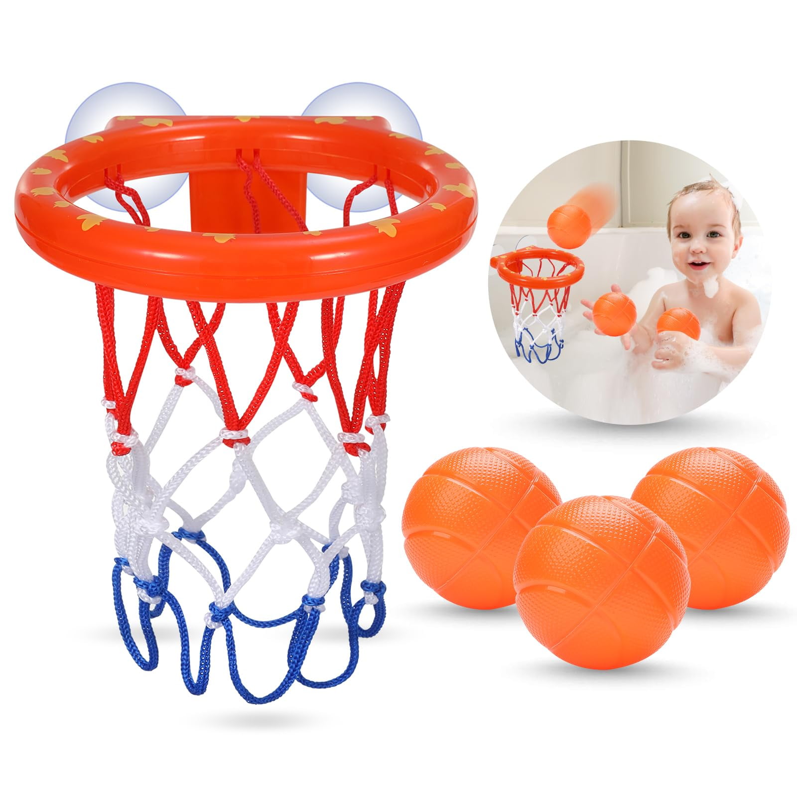 Ksabvaia - Juego De Canastas De Baloncesto Para Bañera Bath Toys Para Niños Con 3 Pelotas