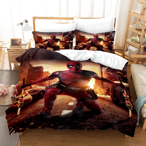 Dead-pool 3 PCS Comforter Set with 2 Pillowcases,Deadpoo-l Bedding Set Sheet Set for Kids Adults,All Season Lightweight