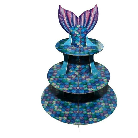SOPORTE PARA PASTELES/CUPCAKES 3 PISOS COLA DE SIRENA
