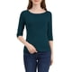 thumbnail image 1 of INSPIRE CHIC Camisetas de Mujer Mangas al Codo Cuello Barco Ajuste Ceñido Casual Camisetas Verde Oscuro M, 1 of 7