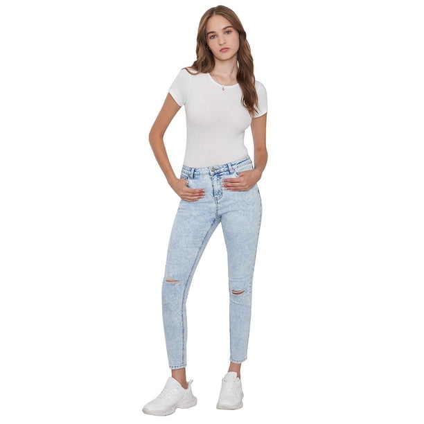 Jeans Mujer Skinny Fit Roturas Azul Claro Corona
