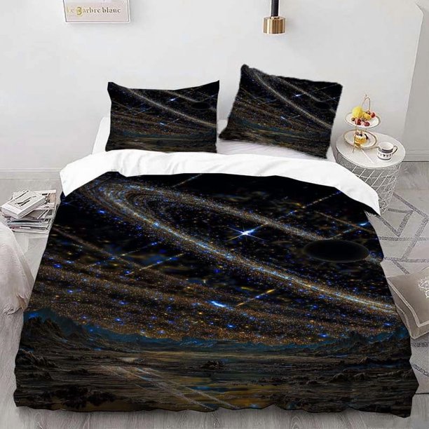 Starry Sky Wonderful Starry Sky Print Duvet Cover Set Theme Bedding Three-Piece Set Duvet Cover Pillowcase Set Soft