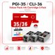 thumbnail image 2 of Paquete de valor de cartuchos de tinta PGI-35/CLI-36, repuesto compatible con Canon 35/36, paquete de 3 para impresoras iP100, iP110, TR150, TR160, Mini260 y Mini320 (2 negros, 1 color), 2 of 9