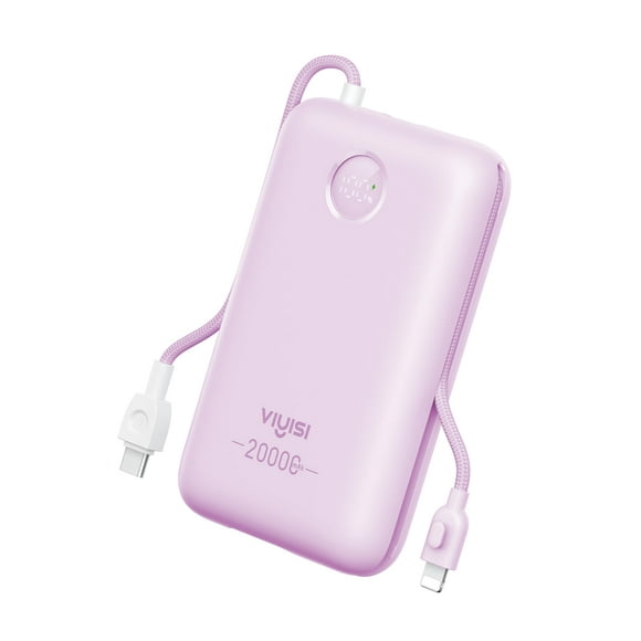 Cargador portátil VIYISI de 20 000 mAh y 30 W de carga rápida, con cables integrados y pantalla LED
